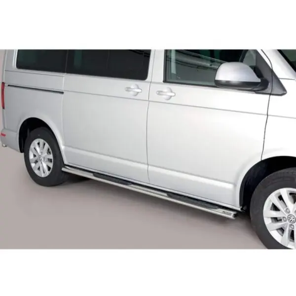 Volkswagen Transporter T6 2019 soikeat kylkiputket muovisilla askelmilla lyhyet www.Valoraudat.com