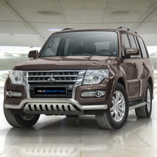 Mitsubishi Pajero 2014 etupuskurin suojarauta alleajosuojalla VALORAUDAT.COM